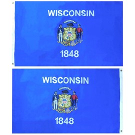 State of Wisconsin Premium Quality Fade Resistant Heavy Duty 3x5 3'x5' Double Sided Nylon Embroidered Flag Banner (B4L)