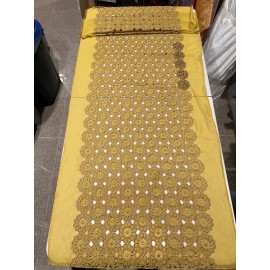 wowfabric4less123 Yellow Embroidered Beaded Chiffon Scarf Shawl  68x22 Wide