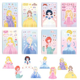 24 Sheets Princess Make-A-Face Stickers Mix and Match Make Your Own Cute Mermaid Stickers for Girl Boy Kid Birthday Reward Party Favors Gift DIY Craft for Bicycle,Laptop,Phone,Skateboard,Guitar
