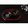 (Temperature Design) Round Pottery Warmth Kabuki® Black Flat Cup Set,