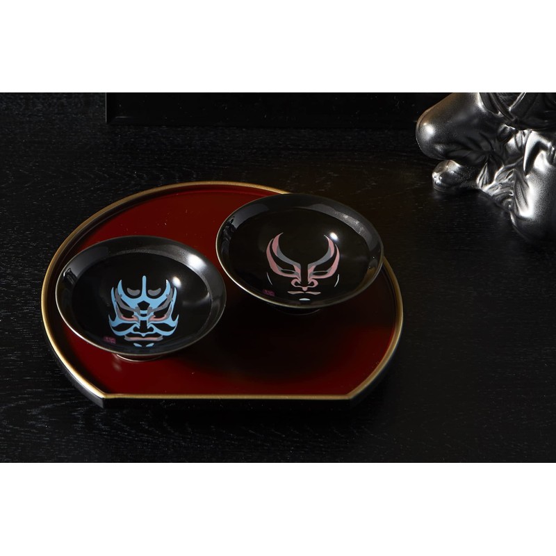 (Temperature Design) Round Pottery Warmth Kabuki® Black Flat Cup Set,