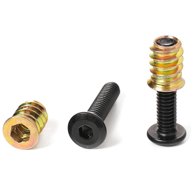 30-Set 1/4-20 Threaded Insert and Bolt for Wood, Furniture Screw