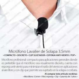 Mercader Digital Micrófono Lavalier Clip Para Solapa Jack 3.5mm