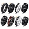 GoPaw Men Stainless Steel Spinner Ring - 8 Pcs Black