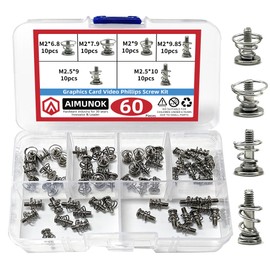 AIMUNOK 60pcs GPU Graphics Card Back Plate Heatsink Screws Spring Screws Phillips CPU Mainboard Radiator Fixing Bolts M2 M2.5 DIY