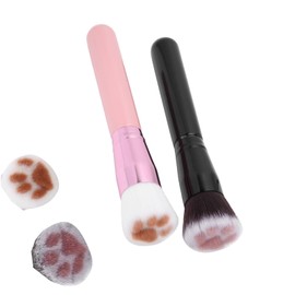 2 Pieces Cute Cat Paw Powder Brush Cosmetic Brush Makeup Brush Soft Bristle Loose Powder Brush Blush Brush Contour Brush Foundation Brush Nail Powder Brush for Women and Girls