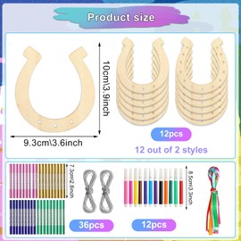 UOY Wooden Horseshoe Wind Chimes, Pack of 12 Horseshoe Children's Birthday Wooden for Painting, Horseshoe Wind Chime Craft Set for Girls Boys Birthday Gift