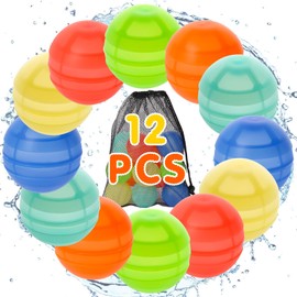 Water Bombs Reusable 12 Pieces Self-Closing Water Bombs, Refillable Water Bombs for Children and Adults, Water Balloons for Outdoor, Pool