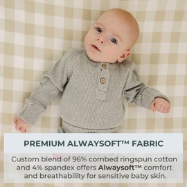 Pobibaby Pobibaby - 2 Pack Premium Pack N Play Sheets Fitted for Standard Pack and Plays and Mini Cribs - Ultra-Soft Jersey Knit, Stylish Floral Pattern, Safe and Snug for Baby (Gingham Khaki)