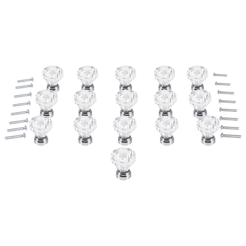 16PCS 25mm Diamond Shape Acrylic Knobs Furniture Drawer Cabinet Cupboard