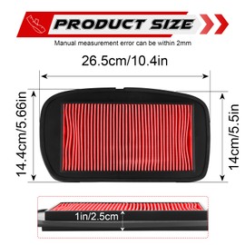 SOLLON Air Filter for Yamaha FZ6 04-10/FZ6 Fazer 600 04-06/FZ6N FZ6S 04-09/FZ6 Fazer S2 ABS 07-09 5VX-14451-00 HFA4612