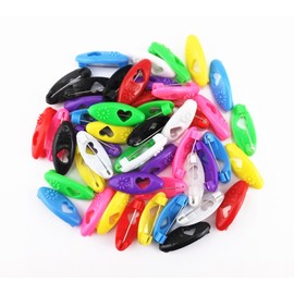 yueton 48pcs Assorted Color Fashion Plastic Cover Scarves Safety Pin, Scarf Pins, Hijab Pins, Brooch Pins, Safety Locking Baby Cloth Diaper Nappy Pin (Flower&Heart)