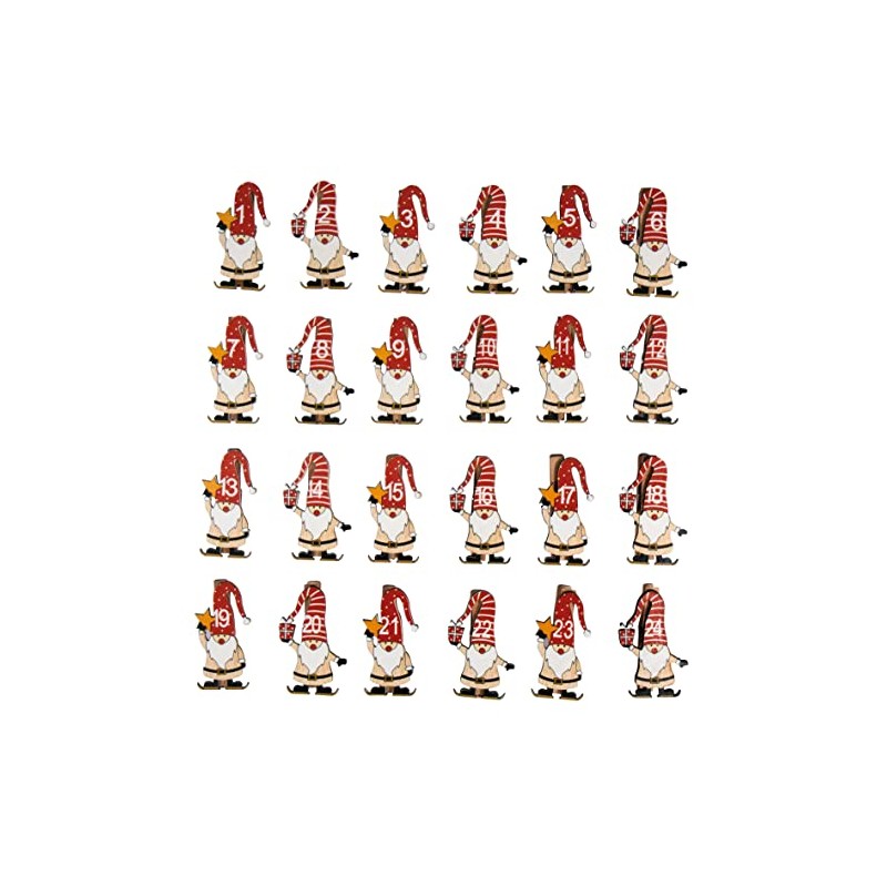 Rayher Cifre Calendario Santa 1-24 su Molletta, Colori Misti, 2.5x5cm,