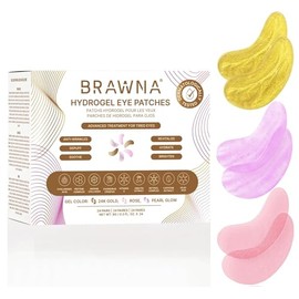 BRAWNA Hydrogel Under Eye Mask Patch Gift Set with Hyaluronic Acid, Collagen, Retinol, Caffeine, Peptide, Kojic Acid, Arbutin - For Dark Circles, Puffy Eyes, Undereye Bags, Wrinkles- 24 Pairs