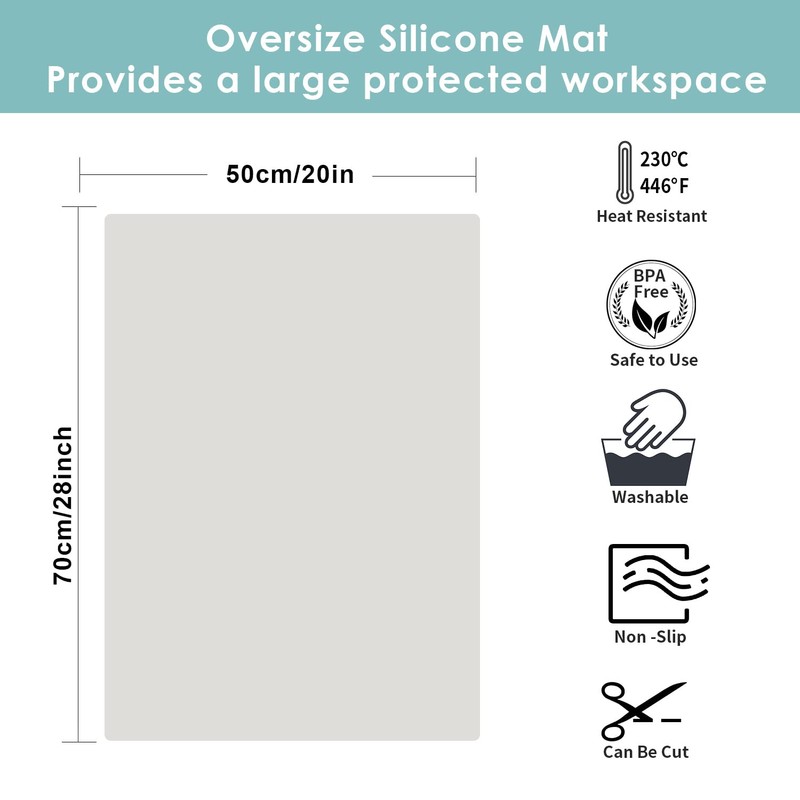Extra Large Silicone Table Mat, Food-Grade Silicone Mat for Crafts
