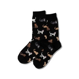 Hot Sox Calcetines casuales para mujer con diseño de gato, Gatos (Negro), 4-10