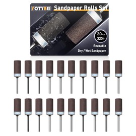 FOTYBEI 20Pcs 320 Grit Sanding Drums Sandpaper Sticks Set for Dremel Rotary Tool Accessories with 1/8" Shank, Suitable for Metal Rust Removal/Jade Polishing/Stone Grinding