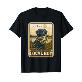 Local Boy Black Lab Hunting Dog Marsh Scene Sunset Vintage T-Shirt