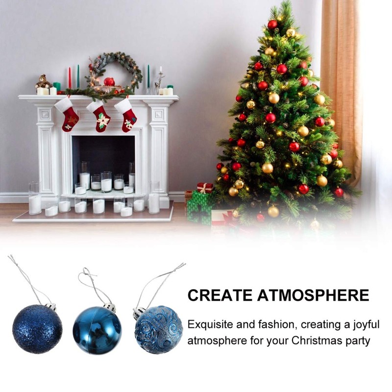 VORCOOL Ornaments, Balls, Christmas Tree Decoration, Blue + Green, Scandinavian