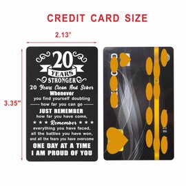 Richesele 20 Year Sober Card for Women Men - 20 Years Sobriety Gifts - Insipirational 20 Year AA NA Recovery Engraved Wallet Cards Token