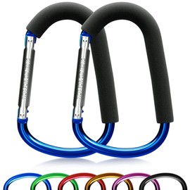 sprookber 6.7 Inch Large Stroller Hooks for Diaper Bags & Purses, Heavy Duty Mommy Hooks for Shopping, Grocery, Backpack – Baby Stroller Accessories, Set of 2 (Bule)