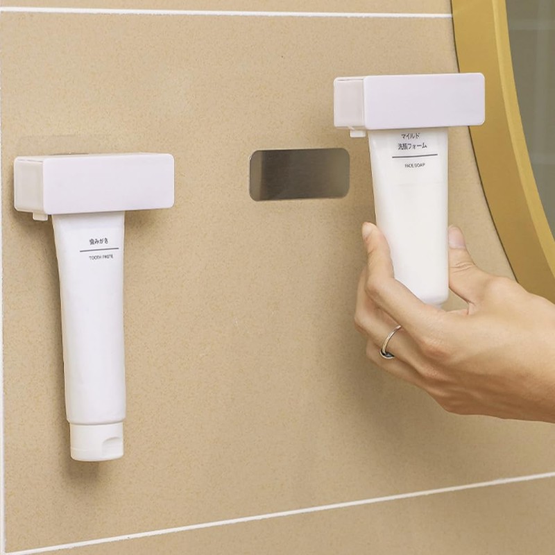 Ouliget Magnetic Toothpaste Squeezer,Toothpaste Seat Holder Tube Squeezing Aids,Wall-mountable Dispens