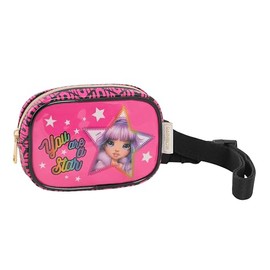Rainbow High - Belt bag ideal as a school bag, with storage compartment and coin compartment with zip and adjustable belt - 22 x 13 x 5 cm - fuchsia, pink