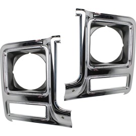 For Chevy C10 / C20 / C30 Headlight Door 1979 1980 Driver and Passenger Side Pair/Set | Round | Chrome & Painted Dark Argent | GM2512104 + GM2513104 | 14021237 + 14021238