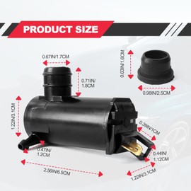 Windshield Washer Pump, Compatible with Acura Honda Suzuki, Replaces OEM: 38512SC4673, 38512SC4672, 38512SDAA01, Delco 8-6721, Washer Fluid Pump with Grommet
