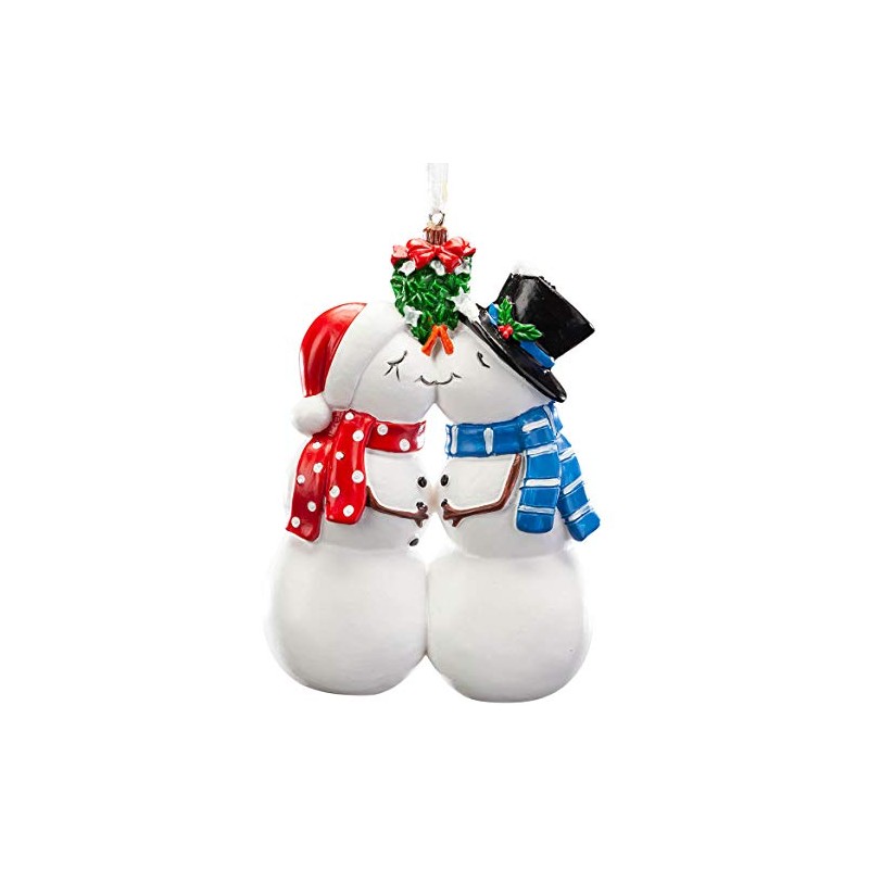 Kissing Snow Couple Ornament