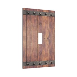JDAKHD Wood Vintage Farmhouse Country Rustic Light Switch Cover Plate Barn Door Wooden 1 Gang Decorative Wall Plate Single Toggle Outlet Switch Faceplate Cover Bathroom Bedroom Kitchen