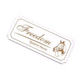 Engraved Sign with American Quarter Horse and Horse Name Motif 19 x 8 cm