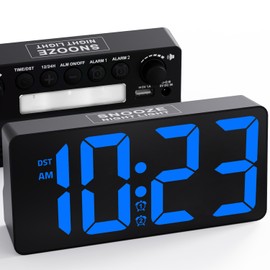 MINORZ Digital Alarm Clock with Night Light for Bedroom, Bedside Clock with Type-C & USB Charging Port, 2 Alarms & 9 Min Snooze, 12H/24H Time Format, Adjustable Volume and Brightness