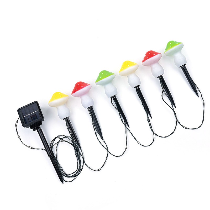 6PCS Solar Mushroom String Lights IP65 Waterproof LED Outdoor Mushroom