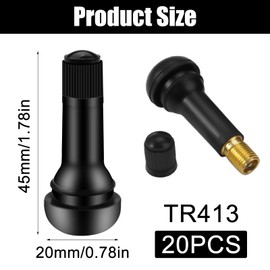 Pack of 20 TR413 Universal Rubber Valves Car Valve Tyre Valve Black Rim Valves Snap-in Rubber Valves Rim Valves for Cars, Motorcycles, Bicycles, Quads and Off-Road Vehicles