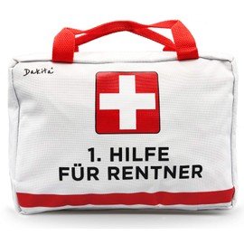 Dakita 1. Help bag for retirement - 28 x 18 x 8 cm Large Funny retirement gift for colleagues Ideal farewell gift for pensioners for retirement entry, White