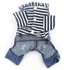DOGGYZSTYLE Pet Dog Cat Hoodies Clothes Black Striped Denim Outfits
