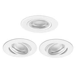 Aigostar LED Recessed Spotlight 230 V, 5 W Ceiling Spotlight LED, 370 LM LED Spot, Warm White 3000 K, Diameter 70-75 mm, Swivelling Ceiling Spotlights for Kitchen, Living Room, Corridor, Pack of 3