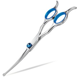 Dog Grooming Scissors, 6.69" Curved Pet Hair Grooming Shears with Safety Round Tips, Right Left Handed Dog Cat on Face Paw Hair Trimming Scissors