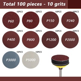 Polishing Attachment Cordless Screwdriver with 100 Pieces Sandpaper Velcro 3 Inch 75 mm Grit 60 80 150 240 400 800 1200 2000 3000 5000 Sanding Discs Pad Kit etc. Polishing Pad Adapter