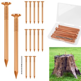 UNIFAMILY 15pcs Copper Nails for Killing Trees Stump Root, 3.15 Inch Long Pure Copper Nails Bulk with Drill, Stump Removal Spikes Hardware Nails for Trees, Copper Nail for Stump out Tree Stump Killer