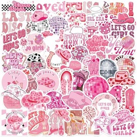 LYLSDSB Pink Cowboy Girl Stickers Pack of 50 Cute Cartoon Cowgirl Stickers for Laptop Skateboard Scrapbook Motorcycle Suitcase Bicycle Luggage Waterproof Funny Western Stickers for Adults Girls