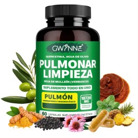 Gwynne Pulmonar Limpieza Suplemento,para Limpieza Pulmonar Y Apoyo Respiratorio Natural,con Marrubio,quercetina Y Hoja De Olivo,respira Libremente Y Fortalece Tu Sistema Inmunológico,60 Cápsulas