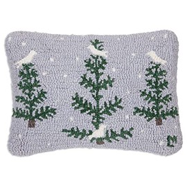 Chandler 4 Corners Artist-Designed Feather Tree on Gray Hand-Hooked Wool Decorative Throw Pillow (14 IN x 20 IN) Winter Pillow for Couches & Beds - Easy Care & Low Maintenance Tree Themed Throw Pillow