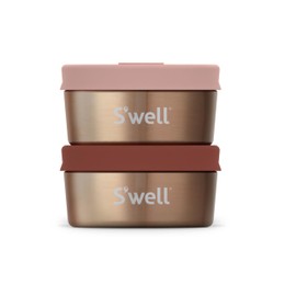 S'well Stainless Steel Mini Canister Set of Two, 2oz, Pink And Mauve Pyrite, Single Walled Durable Construction, Leakproof Silicone Lids, Dishwasher Safe