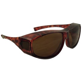 Ideal Eyewear Fit Over Sunglasses with Polarized Lenses - Wear Over Glasses - Great for Fishing, Boating, Golf, & Driving (Brown Frame/Brown Lens, Medium)