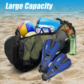 Bolsa de buceo de malla gran capacidad, transpirable y secado rápido, para playa, con correa hombro ajustable, ligera y portátil, para deportes acuáticos actividades en la playa. Bolsa m