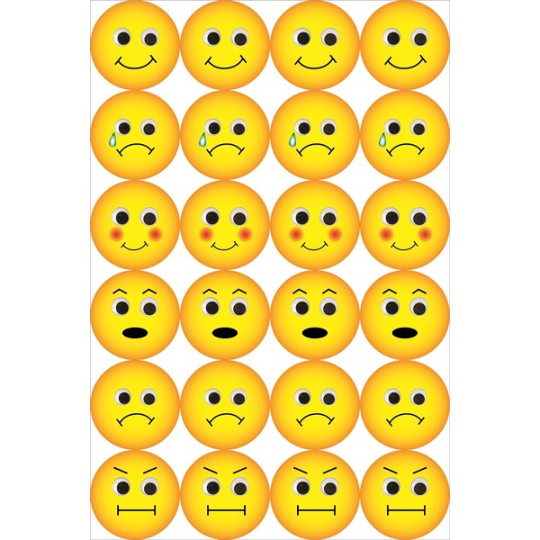 Hygloss Products Emoji Emoticon Stickers - 72 Stickers - 1 Inch, 3 Sheets