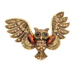 Vintage Owl Brooch Pin for Women Girls Gold Plated Ruby Red Crystal Wing Personality Animal Brooches Lapel Pin Backpack Badge Hat Bag Decoration Accessories Boho Elegant Dainty Maillard Jewelry