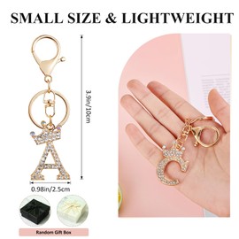 Fmeida Rhinestone Alphabet Keychain Initial Letter Keychains for Women Shining Key chains for Car Backpack Handbag R